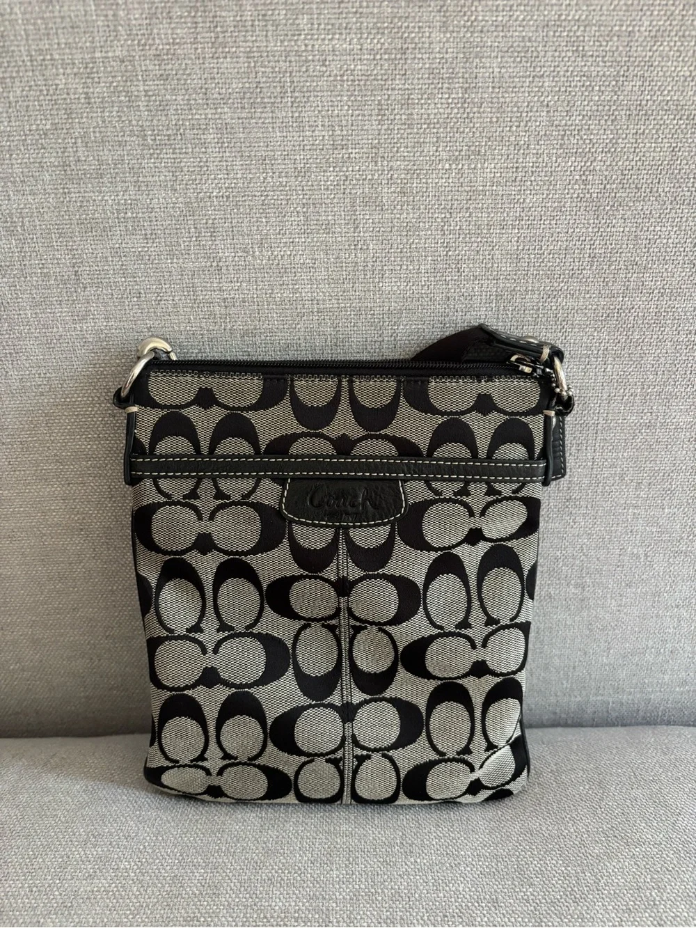Coach Black and Gray Signature Crossbody Bag